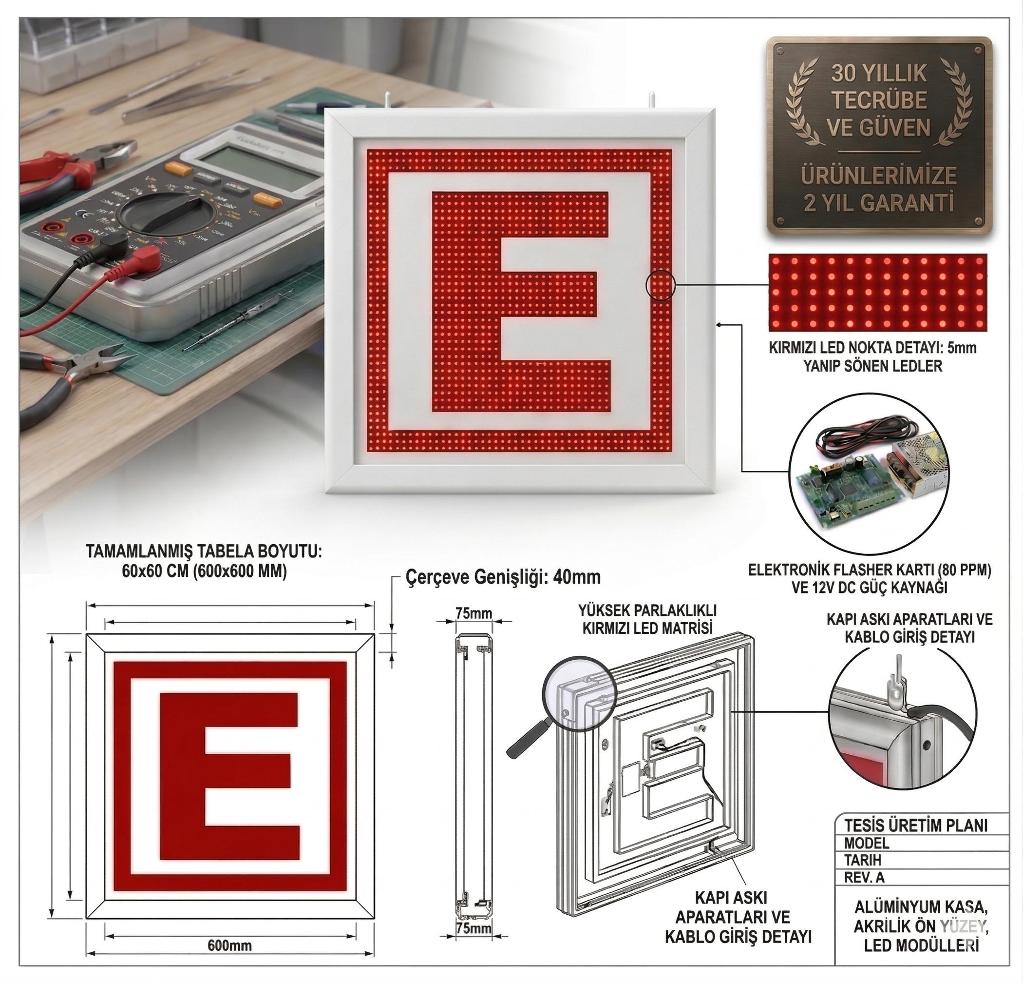 60x60 Standart Ledli E Tabela Teknik Afiş
